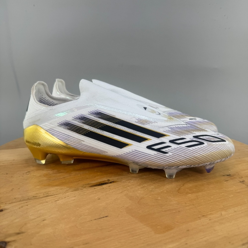 adidas F50 Elite Laceless FG Mens Size 11.5 Soccer Cleats White Gold Metallic